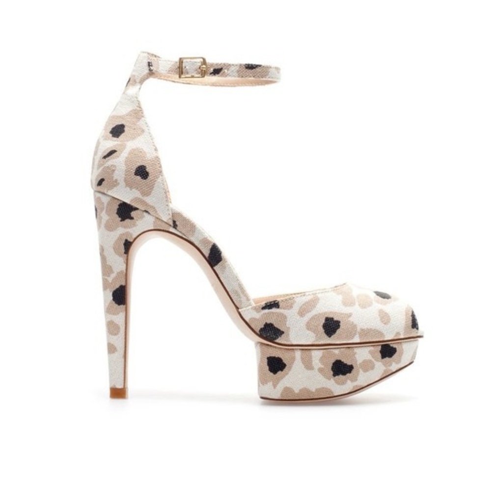 NWOT Zara Cream And Beige Animal Print Leopard Platform Heels